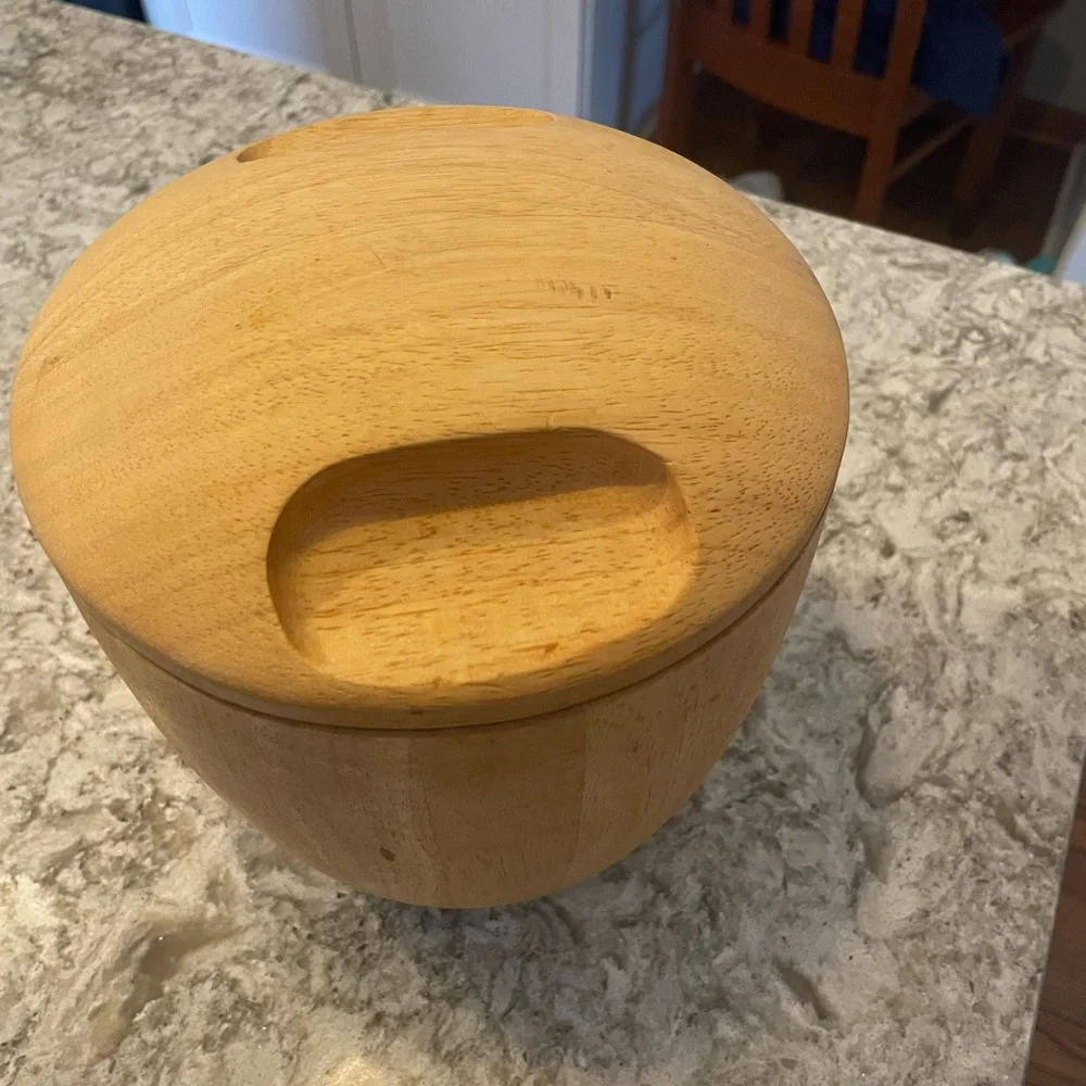 Crate & Barrel Ice Bucket beechwood